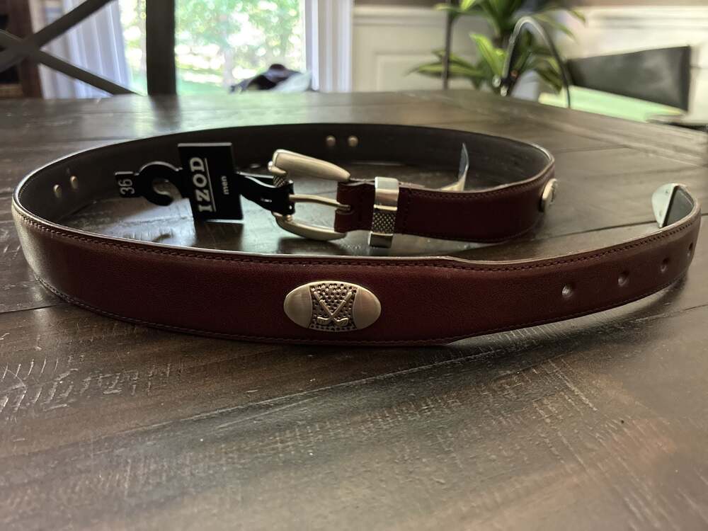 IZOD Men's Brown Leather Golf Concho Belt Size 36